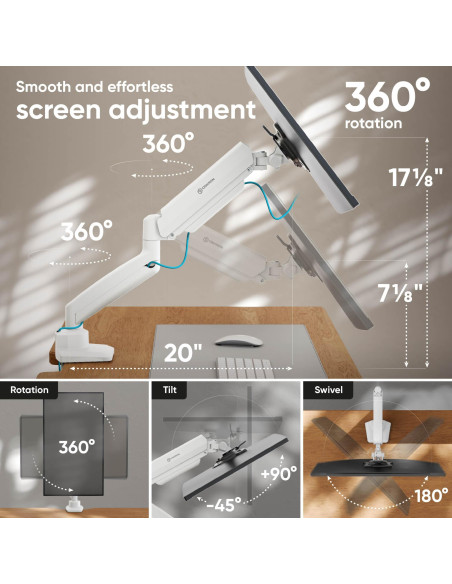 MONITOR ACC DESK MOUNT/13-32" BLK/WHT G80-BW ONKRON