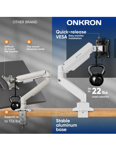 MONITOR ACC DESK MOUNT/13-32" BLK/WHT G80-BW ONKRON