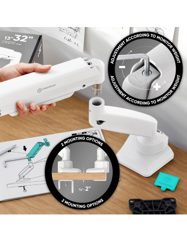 MONITOR ACC DESK MOUNT/13-32" BLK/WHT G80-BW ONKRON