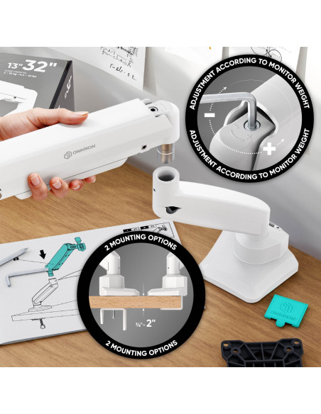 MONITOR ACC DESK MOUNT/13-32" BLK/WHT G80-BW ONKRON