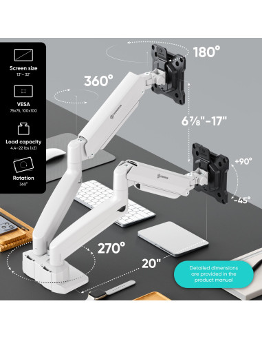 MONITOR ACC DESK MOUNT/13-32" BLK/WHT G160-BW ONKRON