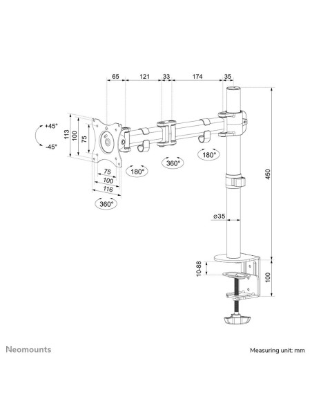 MONITOR ACC DESK MOUNT/10-30" NM-D135WHITE NEOMOUNTS