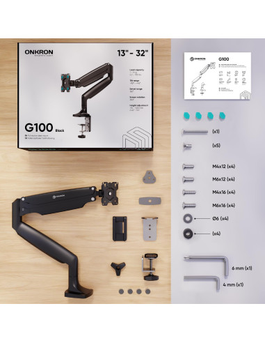 MONITOR ACC DESK MOUNT/17-49" BLACK G100-B ONKRON