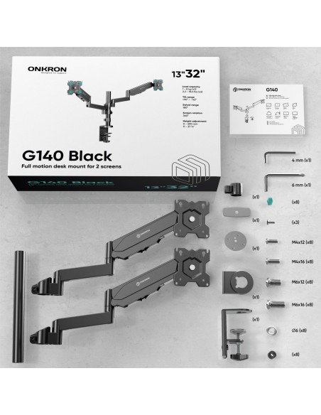 MONITOR ACC DESK MOUNT/13-32" BLACK G140-B ONKRON