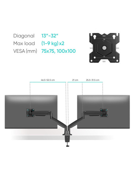 MONITOR ACC DESK MOUNT/13-32" BLACK G200-B ONKRON