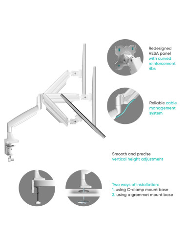 MONITOR ACC DESK MOUNT/13-32" WHITE G200-W ONKRON