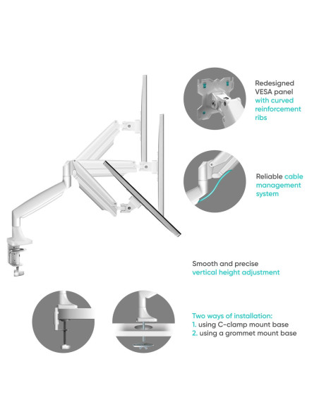 MONITOR ACC DESK MOUNT/13-32" WHITE G200-W ONKRON