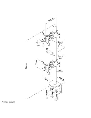 TV SET ACC DESK MOUNT BLACK/10-24" FPMA-D700DV NEOMOUNTS