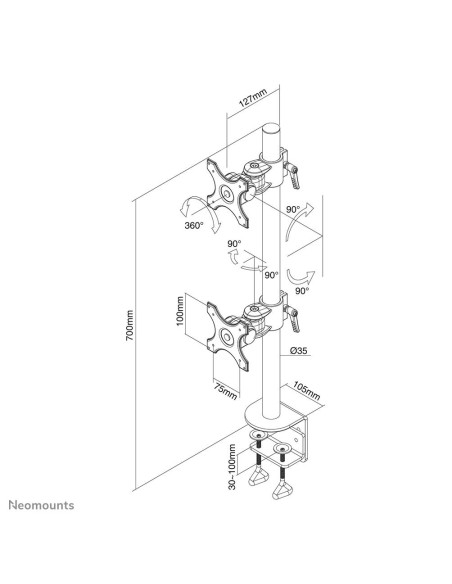 TV SET ACC DESK MOUNT BLACK/10-24" FPMA-D700DV NEOMOUNTS