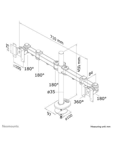 TV SET ACC DESK MOUNT BLACK/10-27" FPMA-D960DG NEOMOUNTS