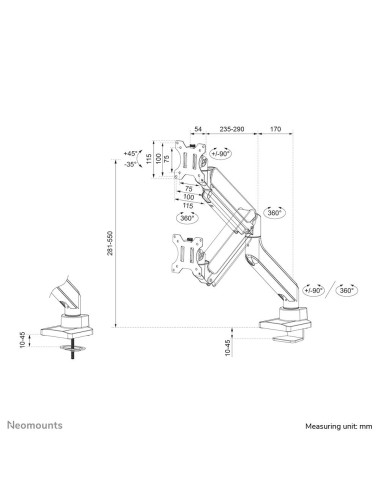 MONITOR ACC DESK MOUNT 17-42"/DS70-450WH1 NEOMOUNTS