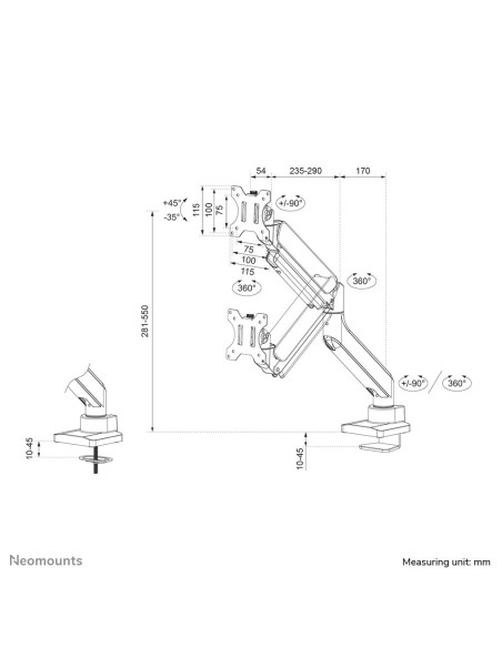 MONITOR ACC DESK MOUNT 17-42"/DS70-450WH1 NEOMOUNTS