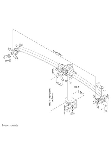 TV SET ACC DESK MOUNT BLACK/19-27" FPMA-D700D3 NEOMOUNTS