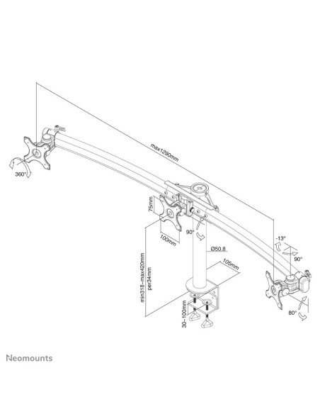 TV SET ACC DESK MOUNT BLACK/19-27" FPMA-D700D3 NEOMOUNTS