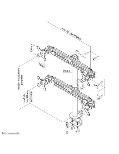 TV SET ACC DESK MOUNT BLACK/19-27" FPMA-D700D4 NEOMOUNTS
