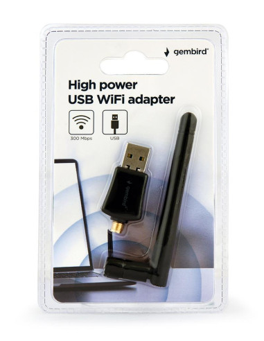 WRL ADAPTER 300MBPS USB HIGH/POWER WNP-UA300P-02 GEMBIRD