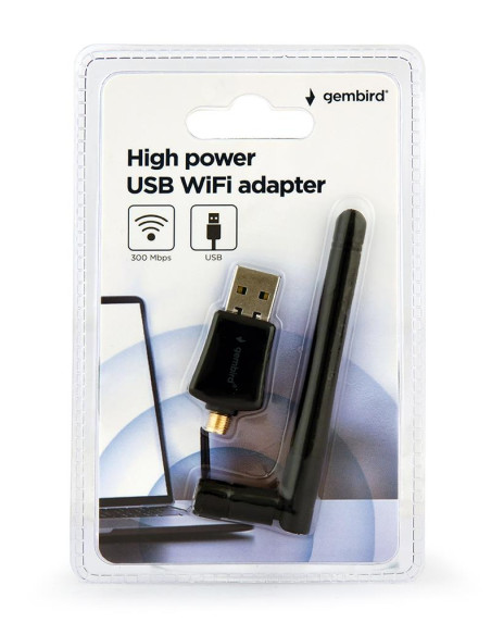 WRL ADAPTER 300MBPS USB HIGH/POWER WNP-UA300P-02 GEMBIRD