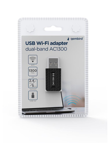 WRL ADAPTER 1300MBPS USB/DUALBAND WNP-UA1300-03 GEMBIRD