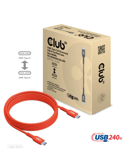 CABLE USB-C TO USB-C 2M/M/M CAC-1573 CLUB3D