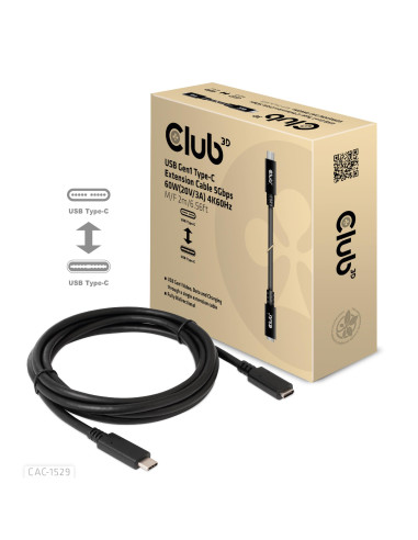 CABLE USB-C TO USB-C 2M/M/F CAC-1529 CLUB3D