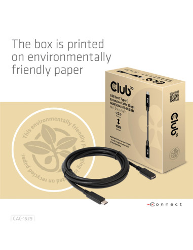 CABLE USB-C TO USB-C 2M/M/F CAC-1529 CLUB3D