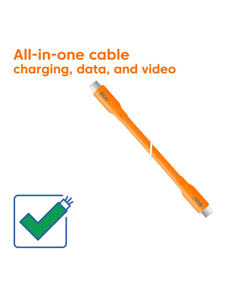 CABLE USB-C TO USB-C 2M/M/M ORANGE CAC-3000 CLUB3D
