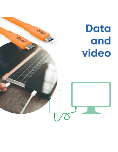 CABLE USB-C TO USB-C 2M/M/M ORANGE CAC-3000 CLUB3D