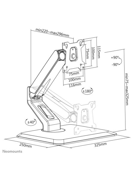 MONITOR ACC DESK MOUNT 10-32"/FPMA-D885BLACK NEOMOUNTS