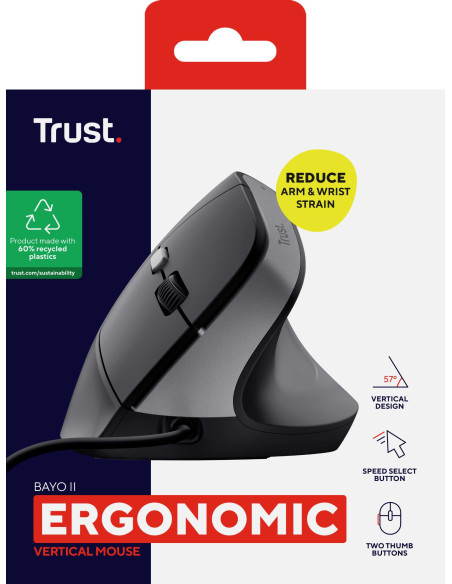 MOUSE USB OPTICAL BAYO II/ERGONOMIC BLACK 25144 TRUST