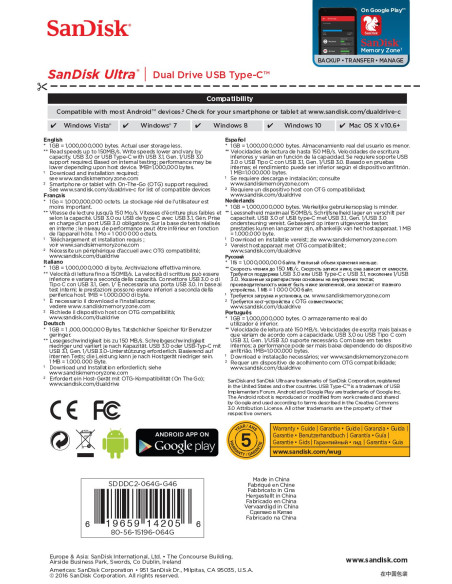 MEMORY DRIVE FLASH USB-C 64GB/SDDDC2-064G-G46 SANDISK