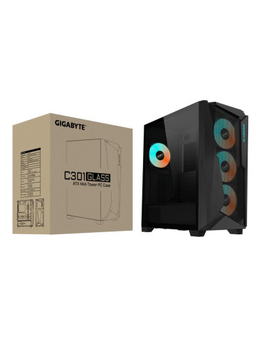 Case, GIGABYTE, C301G V2 BLACK, MidiTower, Case product features Transparent panel, Not included, ATX, EATX, MicroATX, MiniITX,