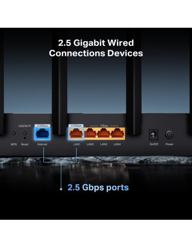 Wireless Router, TP-LINK, Archer BE400, Wi-Fi 7 (802.11be), Data speed 5764 Mbit/s, Ethernet WAN Yes, WAN connection type RJ-45