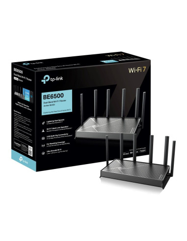 Wireless Router, TP-LINK, Archer BE400, Wi-Fi 7 (802.11be), Data speed 5764 Mbit/s, Ethernet WAN Yes, WAN connection type RJ-45