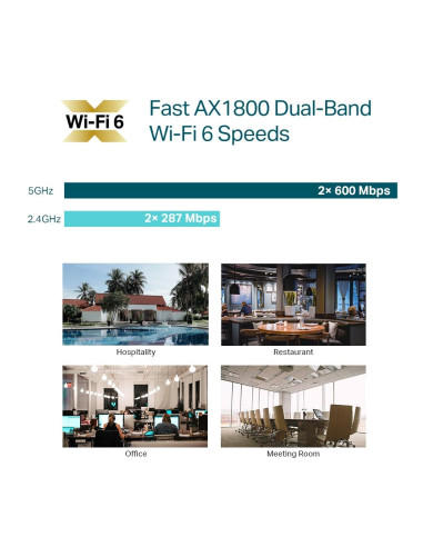 Access Point, TP-LINK, 1800 Mbps, Wi-Fi 6, 1x10/100/1000M, EAP613