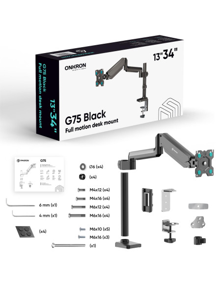 MONITOR ACC DESK MOUNT/13-34" BLACK G75-B ONKRON