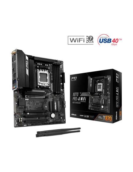 Mainboard, ASROCK, AMD X870, SAM5, ATX, Memory DDR5, Memory slots 4, X870PRO-AWIFI