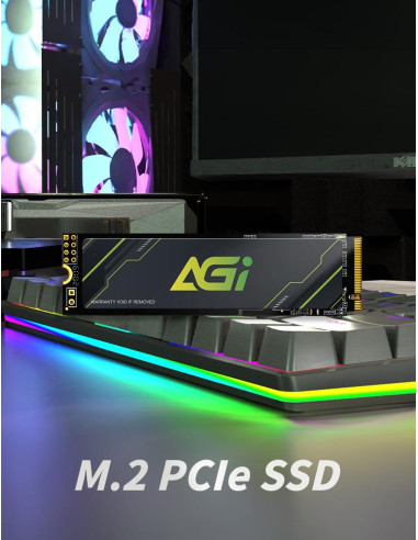SSD, AGI, 600xTBW rating, MTBF 1600000 h, Read speed 4700 MB/s, Write speed 2800 MB/s, NVMe Yes, PCI Express 4.0, M.2, 1000 GB,