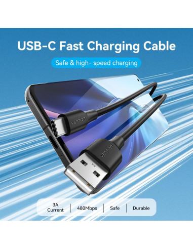 CABLE USB-C TO USB2.0/0.25M BLACK CTHBC VENTION