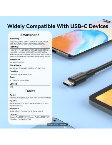 CABLE USB-C TO USB2.0/0.25M BLACK CTHBC VENTION