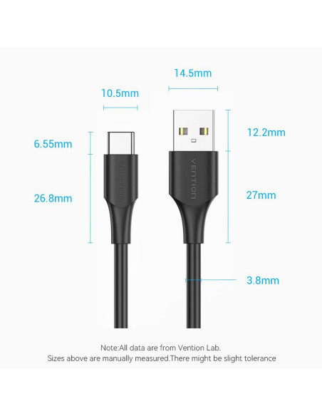 CABLE USB-C TO USB2.0/0.25M BLACK CTHBC VENTION