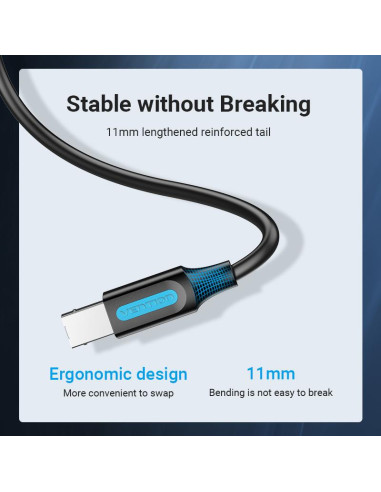 CABLE USB2.0 MALE TO MALE/0.5M BLACK COQBD VENTION