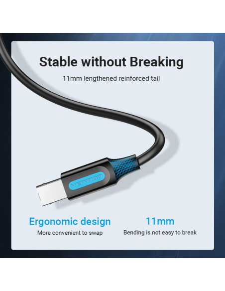 CABLE USB2.0 MALE TO MALE/0.5M BLACK COQBD VENTION