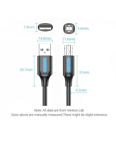 CABLE USB2.0 MALE TO MALE/0.5M BLACK COQBD VENTION