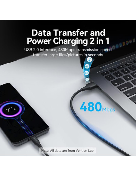 CABLE USB-C TO USB2.0/1M BLACK CTHBF VENTION