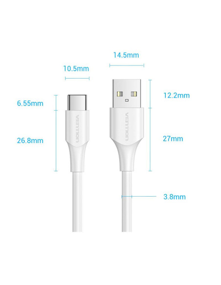 CABLE USB-C TO USB2.0/1.5M WHITE CTHWG VENTION