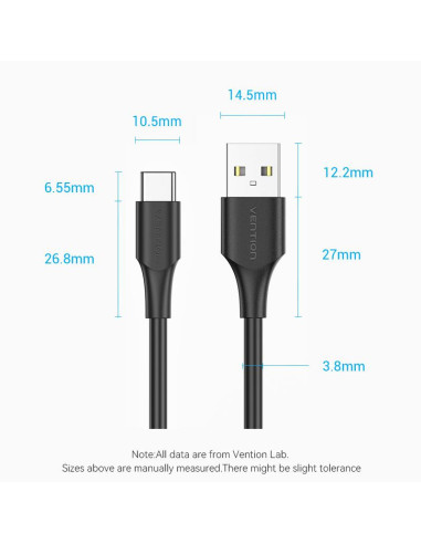 CABLE USB-C TO USB2.0/3M BLACK CTHBI VENTION