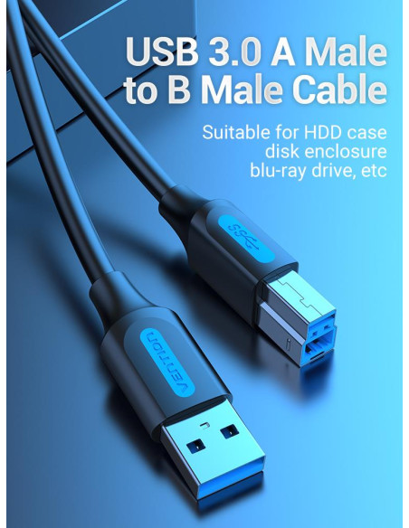 CABLE USB3.0 MALE TO MALE/3M BLACK COOBI VENTION