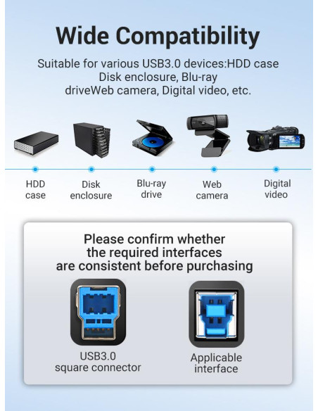 CABLE USB3.0 MALE TO MALE/3M BLACK COOBI VENTION