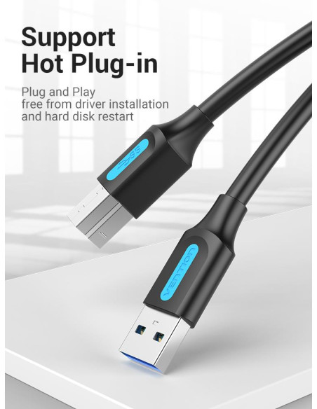 CABLE USB3.0 MALE TO MALE/3M BLACK COOBI VENTION