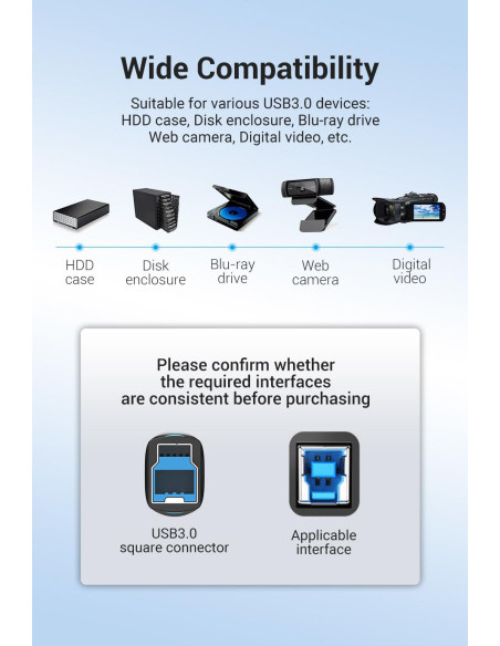 CABLE USB3.0 MALE TO MALE/3M BLACK COOBI VENTION